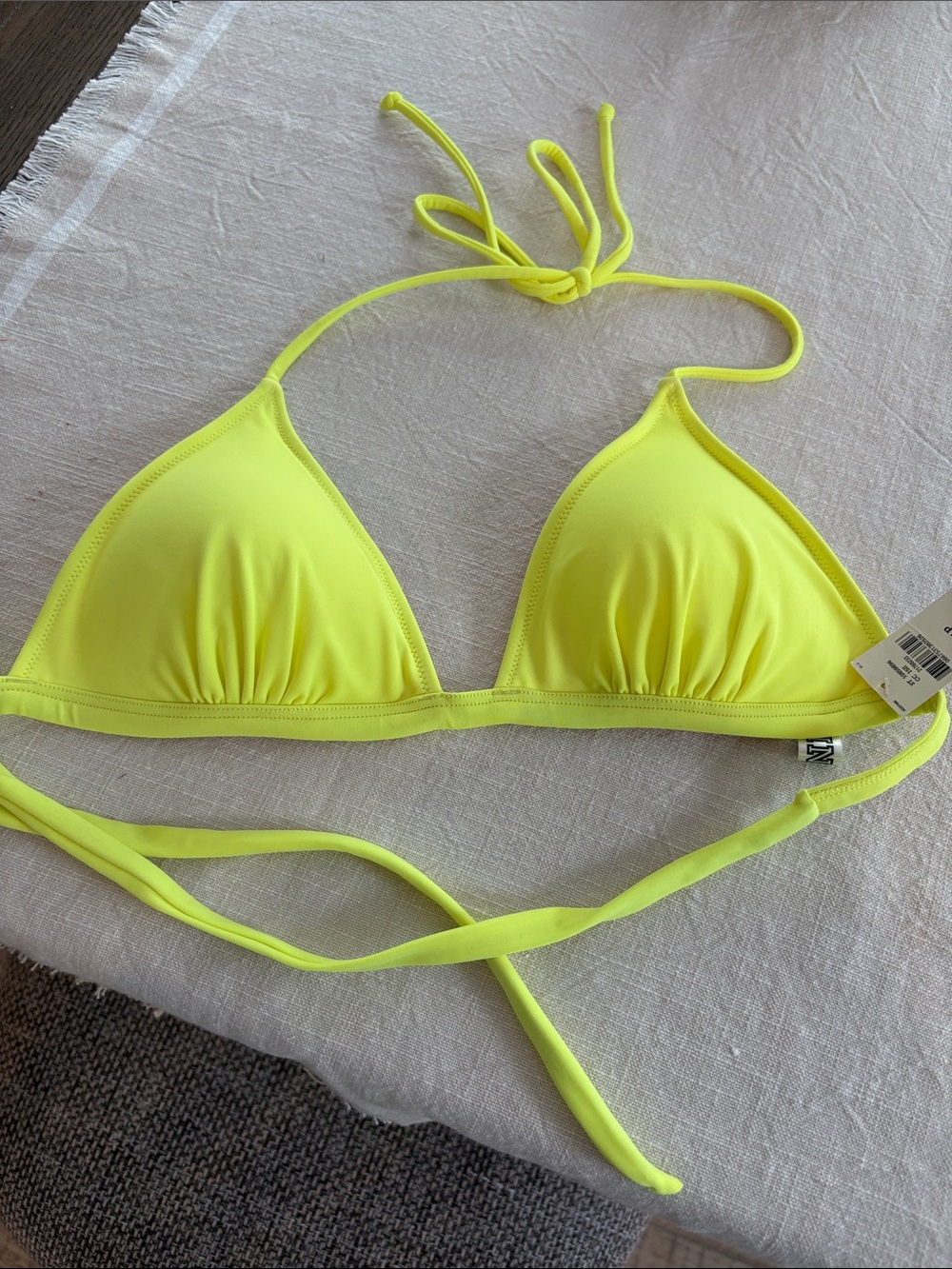 PINK Victoria's Secret Neon Yellow & Pink Triangle Bikini Top